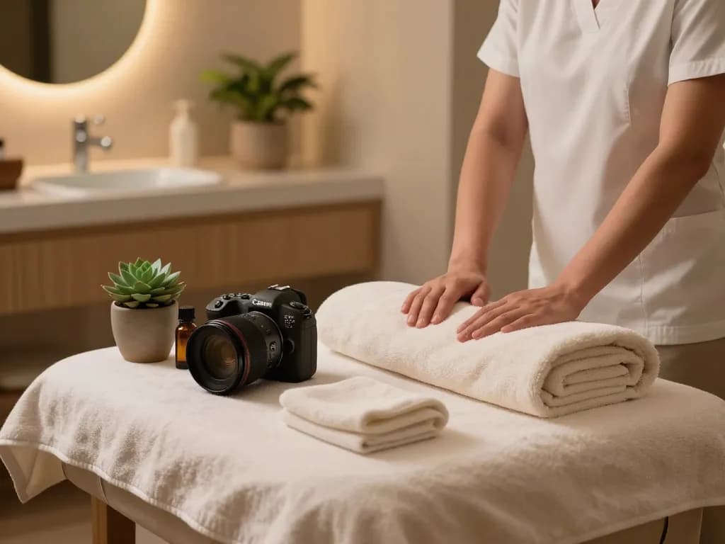 Relaxing massage therapy room showcasing 신사동마사지 amenities and soothing atmosphere.