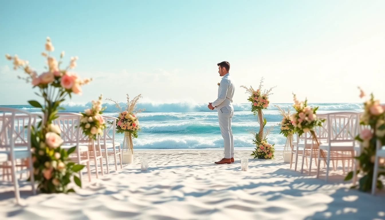 Carmel wedding photography capturing a couple's intimate outdoor vow exchange at a romantic beach.