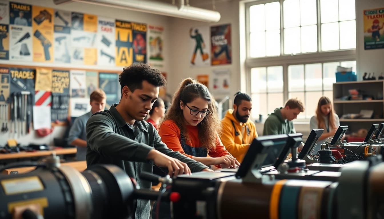 Students learning at a Trade School Knoxville TN, showcasing hands-on skills and collaboration.