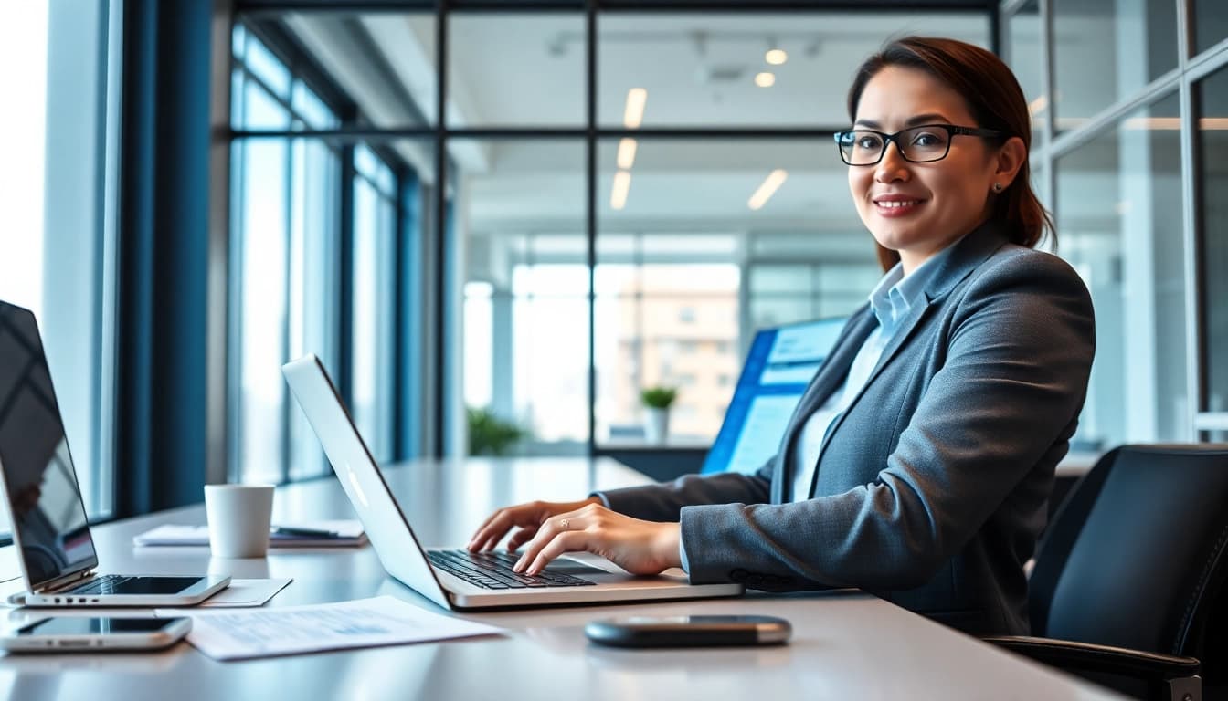 Efficient online contact data verification in a modern office setting.