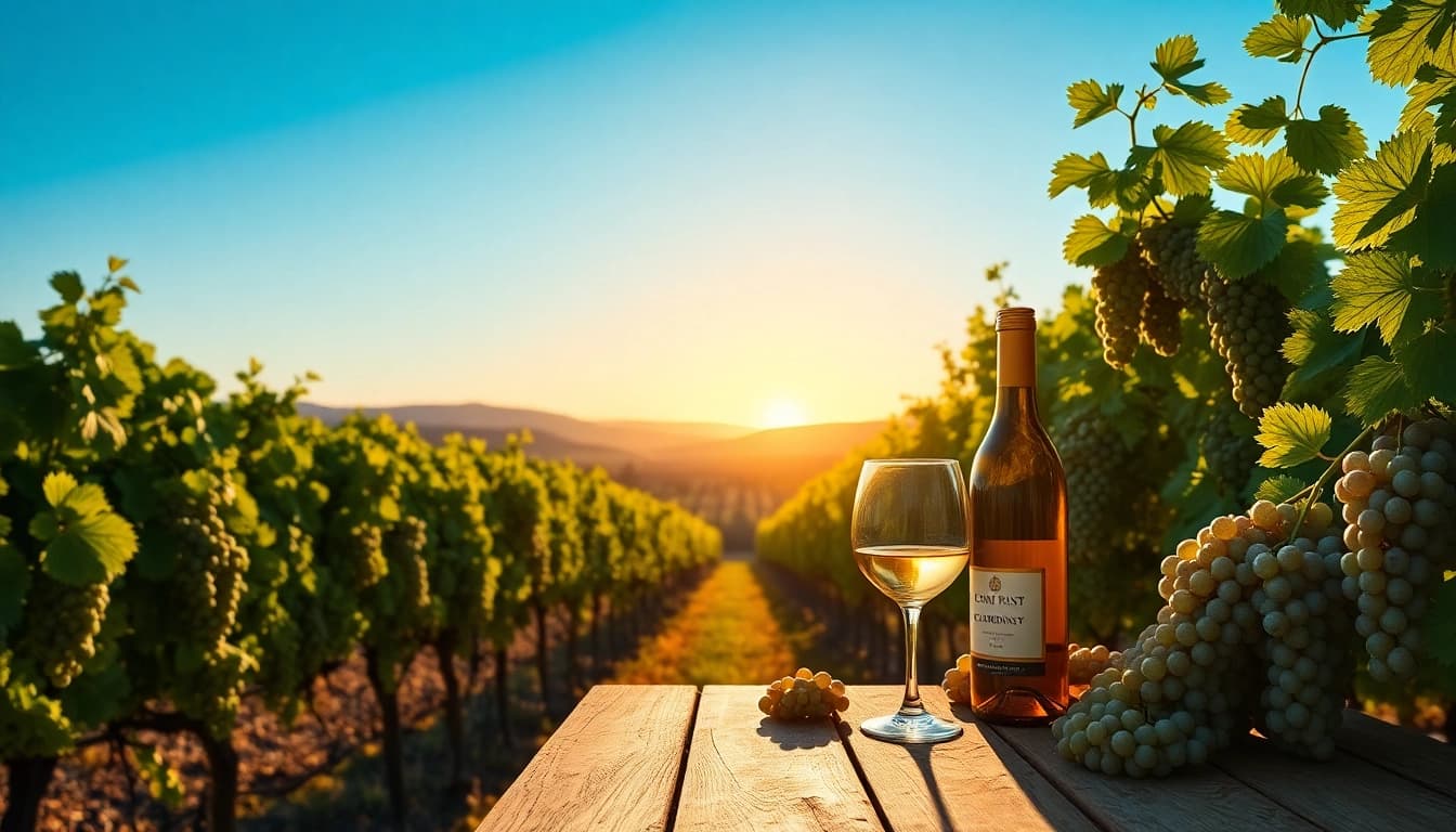 Elevated view of Sacramento Wineries featuring a vineyard landscape and wine tasting setup