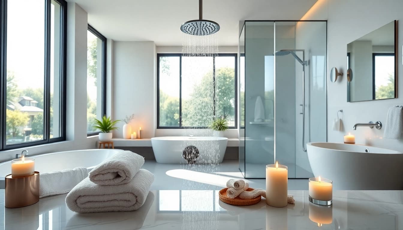 Experience elegant showers Australia with a luxurious bathroom showcasing modern fixtures and serene design elements.