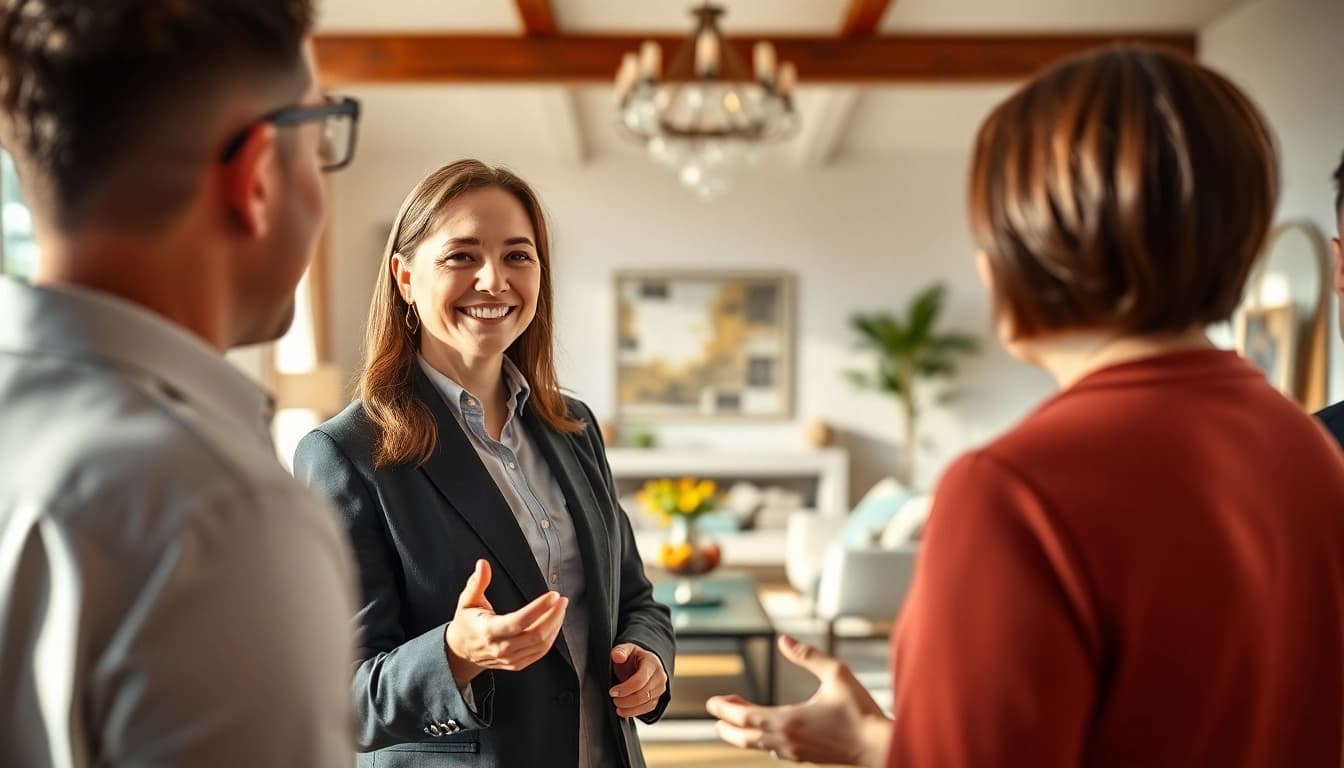 Showcasing real estate expertise through a professional agent in a modern home setting.