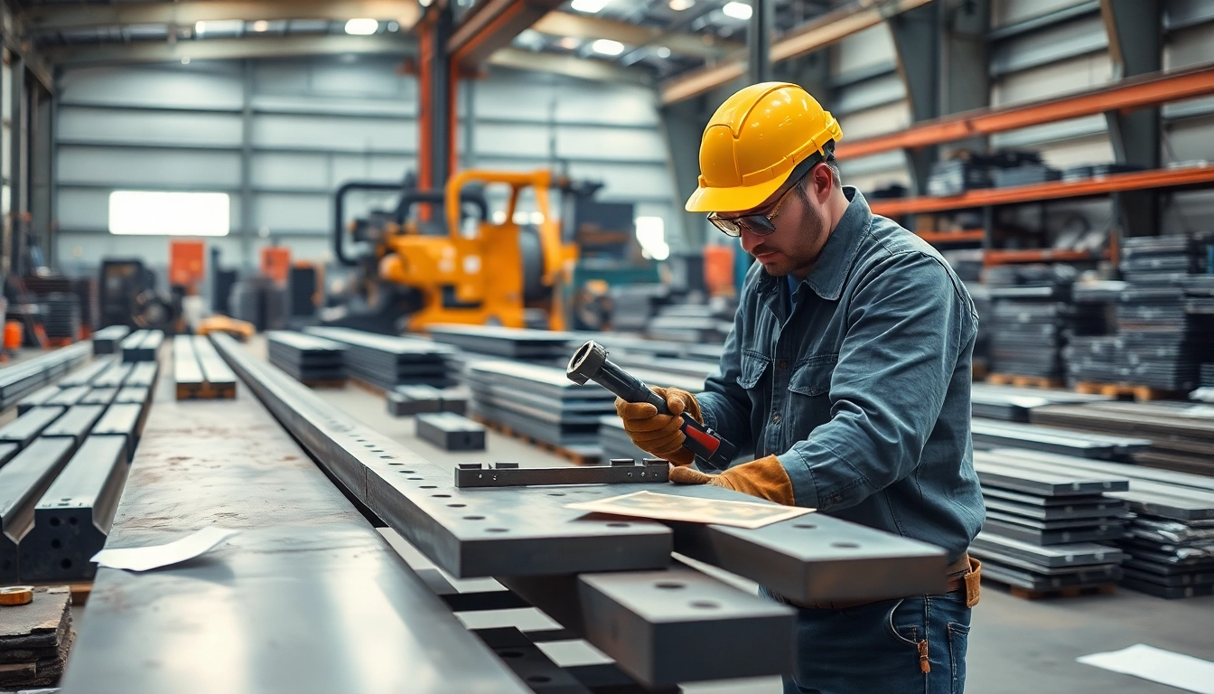 Craftsman demonstrating custom steel fabrication techniques in a modern workshop.