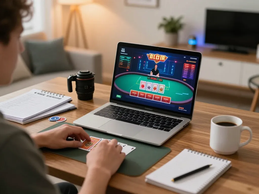 Player engaged in a live dealer blackjack game on laptop, f8beta2 gaming insights showcase