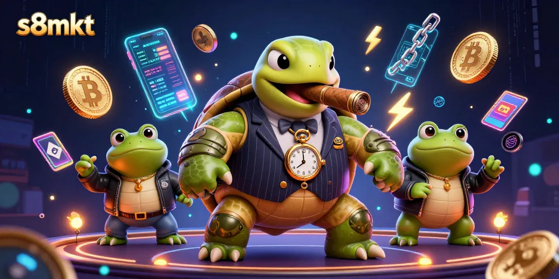 S8MKT engages players with vibrant 3D casino scene showcasing a turtle mobster and exciting game elements.