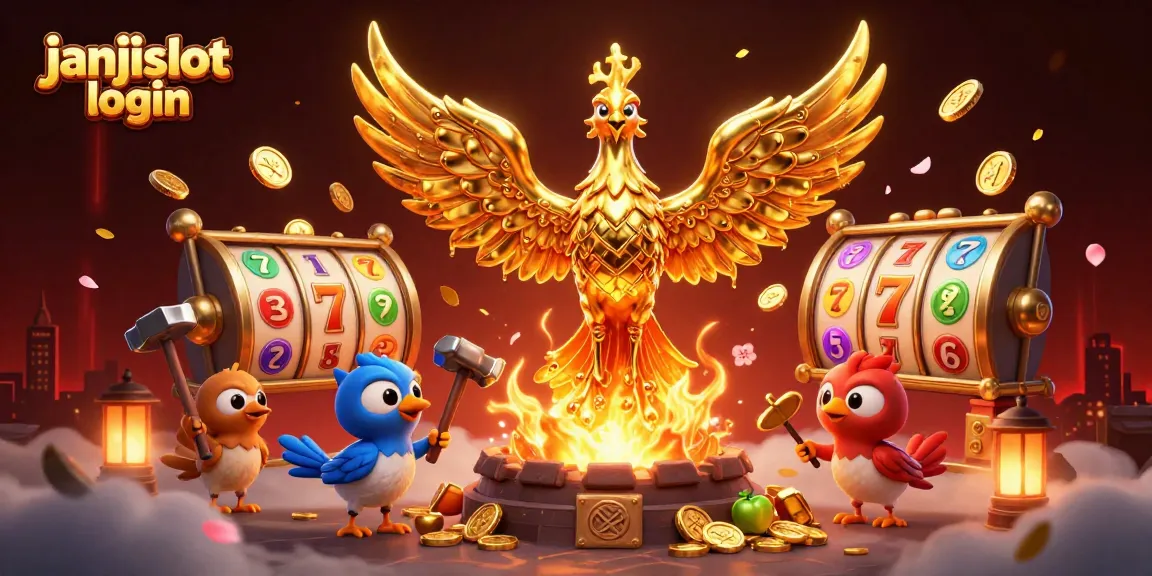 Engage with thrilling gameplay using janjislot login featuring a golden phoenix and dynamic slot elements.