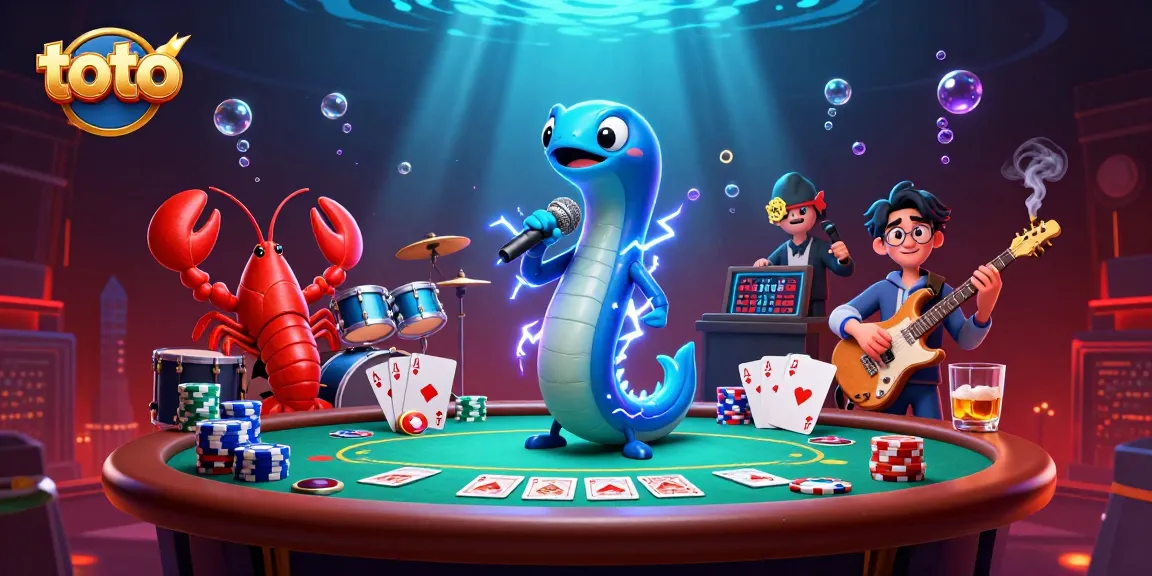 Experience thrilling toto action in this dynamic underwater casino scene with colorful poker elements.
