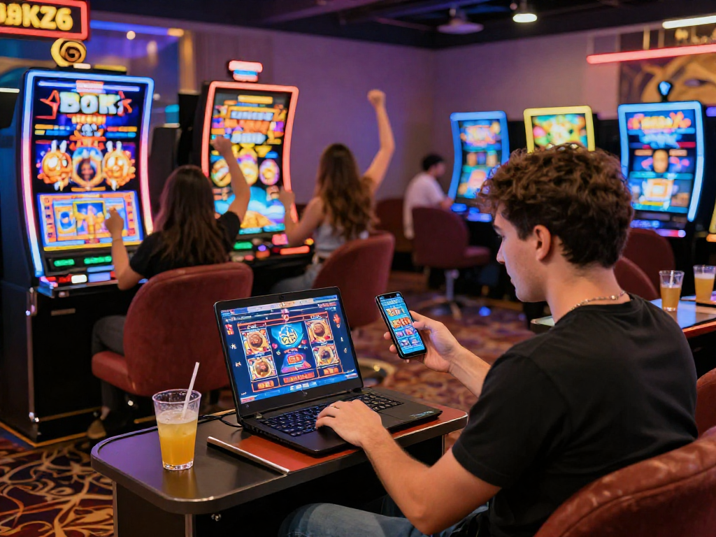 Exciting gameplay scene featuring players using new slots with bonus buy feature in a colorful online casino atmosphere.