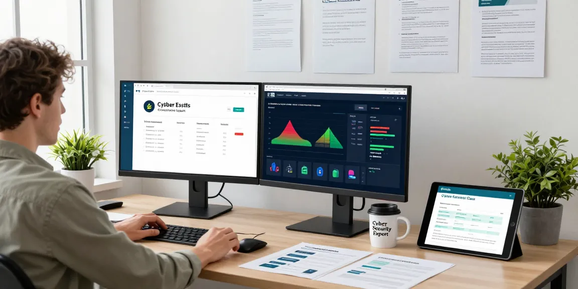 Cyber essentials plus cost overview in a cybersecurity office setting with compliance software and a professional atmosphere.