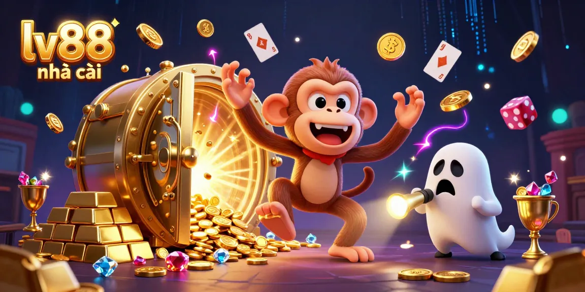 Experience the excitement at lv88 nhà cái with a magical casino scene featuring a playful ghost and treasure.