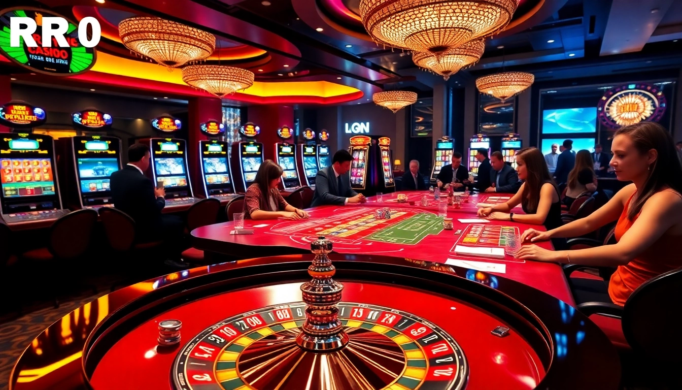 Experience the excitement of RR88 casino games with vibrant roulette wheels and engaging slot machines.