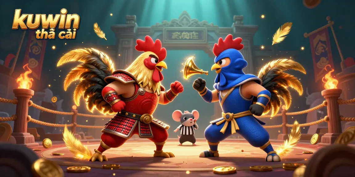 Engage in thrilling encounters at kuwin nhà cái with dual fighting roosters in a vibrant arena.