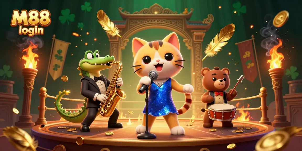 Engage with thrilling experiences on M88 login, featuring vibrant casino characters and action.