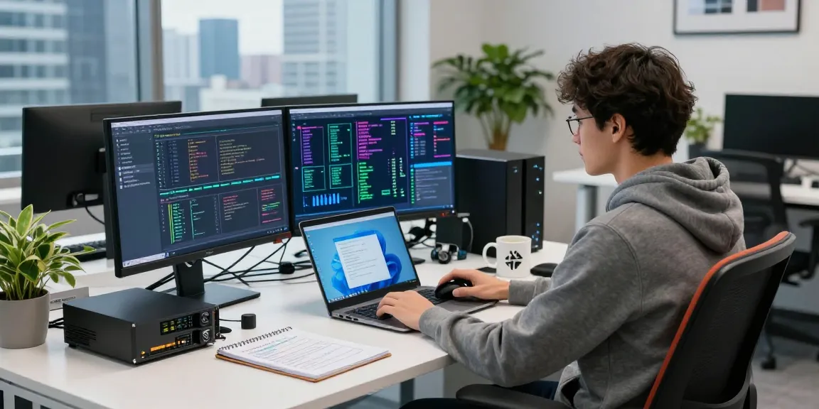 VPS Windows servers setup showcasing vibrant analytics and modern tech workspace.