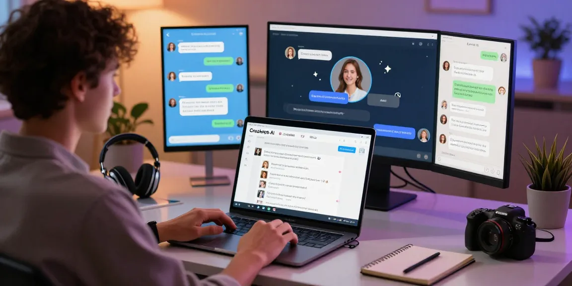 Engaging NSFW chat AI interaction on a sleek laptop, showcasing Crushon AI's unique models.