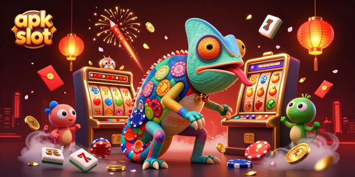 Menangkan jackpot pada permainan apk slot dengan simbol keberuntungan di sekelilingnya.