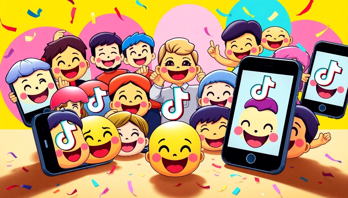 Engaging illustration featuring TikTok emojis in vibrant colors and styles