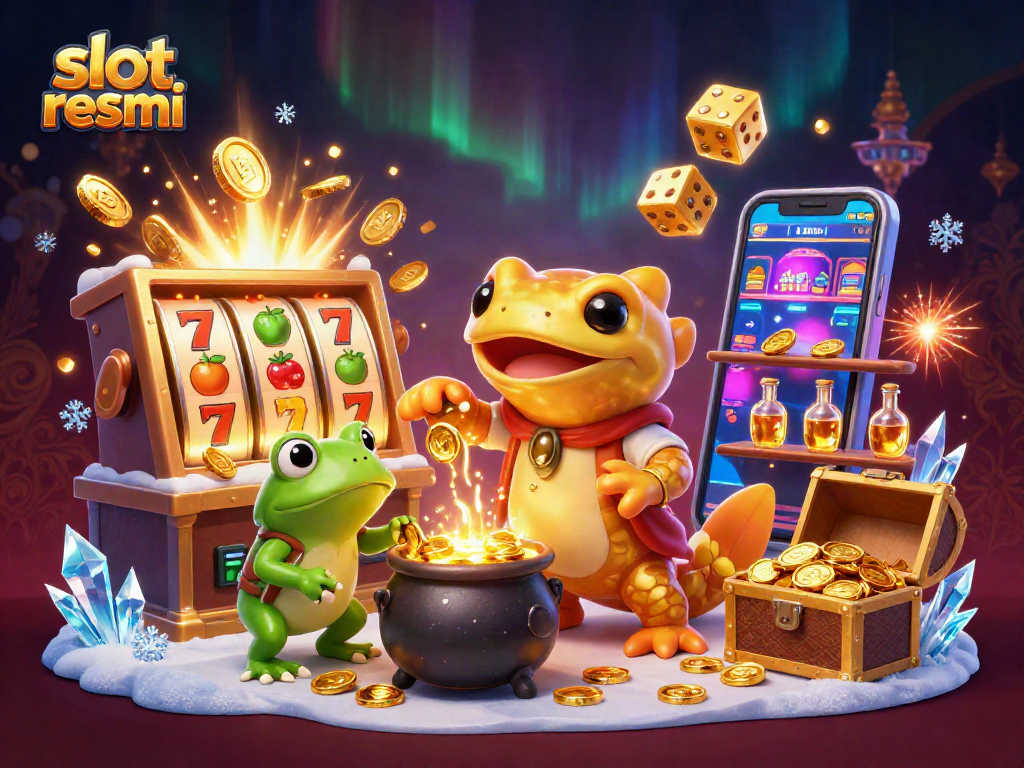 Experience the thrill of slot resmi with an explosion of gold and excitement in this colorful scene.
