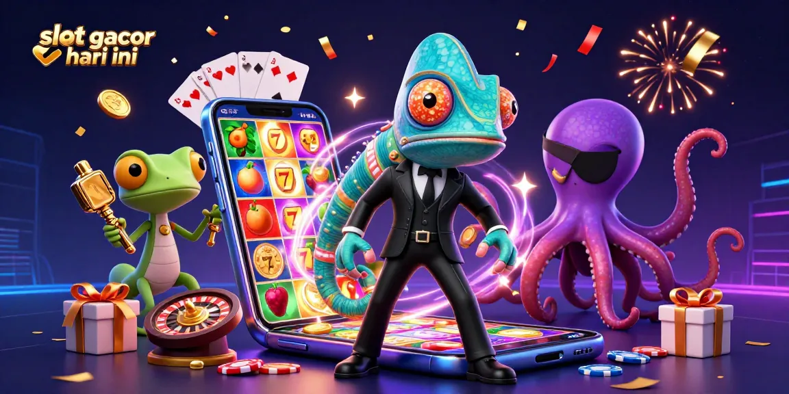 Spin your luck with slot gacor hari ini in this vibrant casino-themed illustration bursting with excitement!