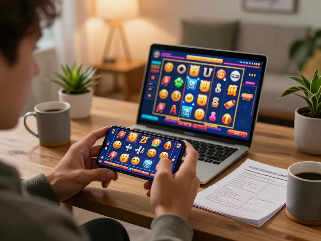 Player winning in an online slot game using a smartphone, showcasing the advantages of สล็อตวอเลท.