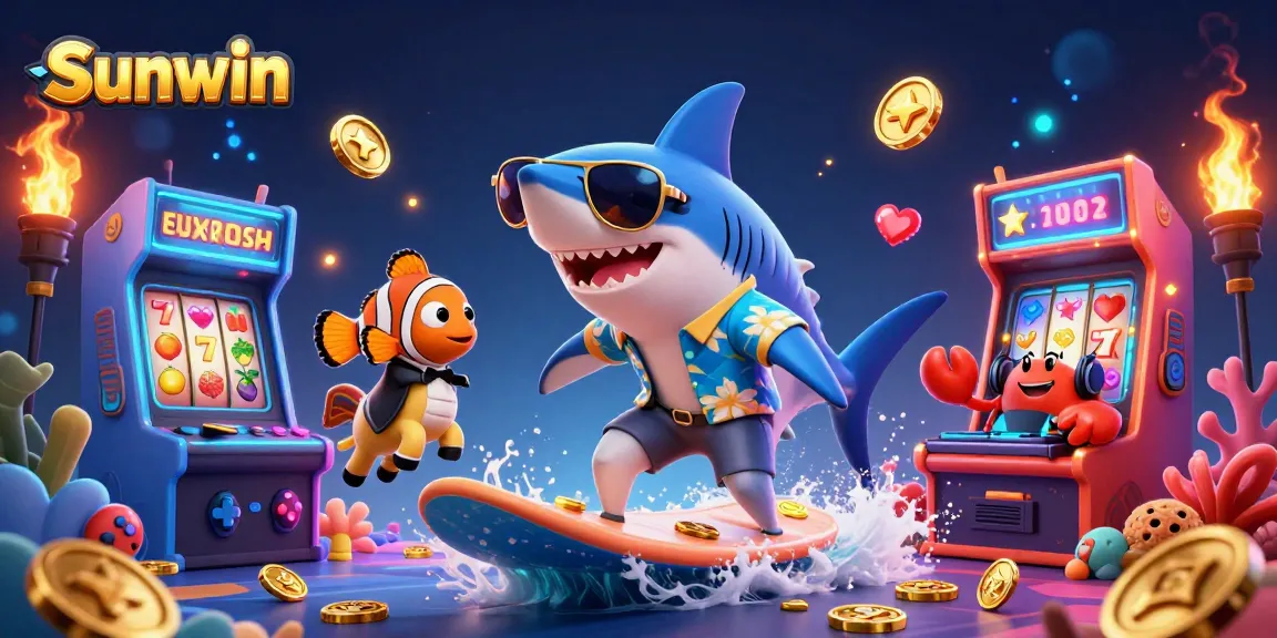Experience thrilling casino gaming with Sunwin, featuring animated characters and vibrant colors.