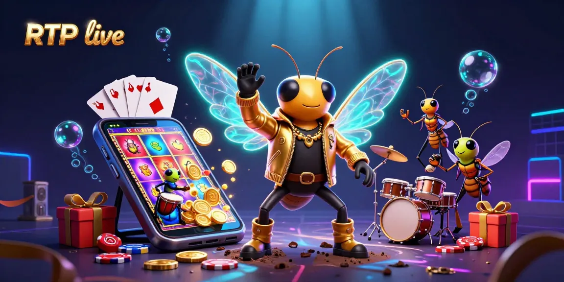 Engage with RTP live insights and slot strategies featuring dynamic casino elements in vibrant 3D illustration.