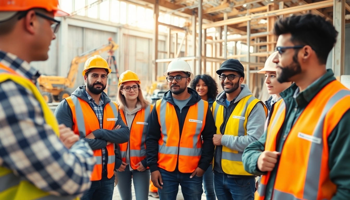 Apprentices participating in construction apprenticeship training at a bright site.