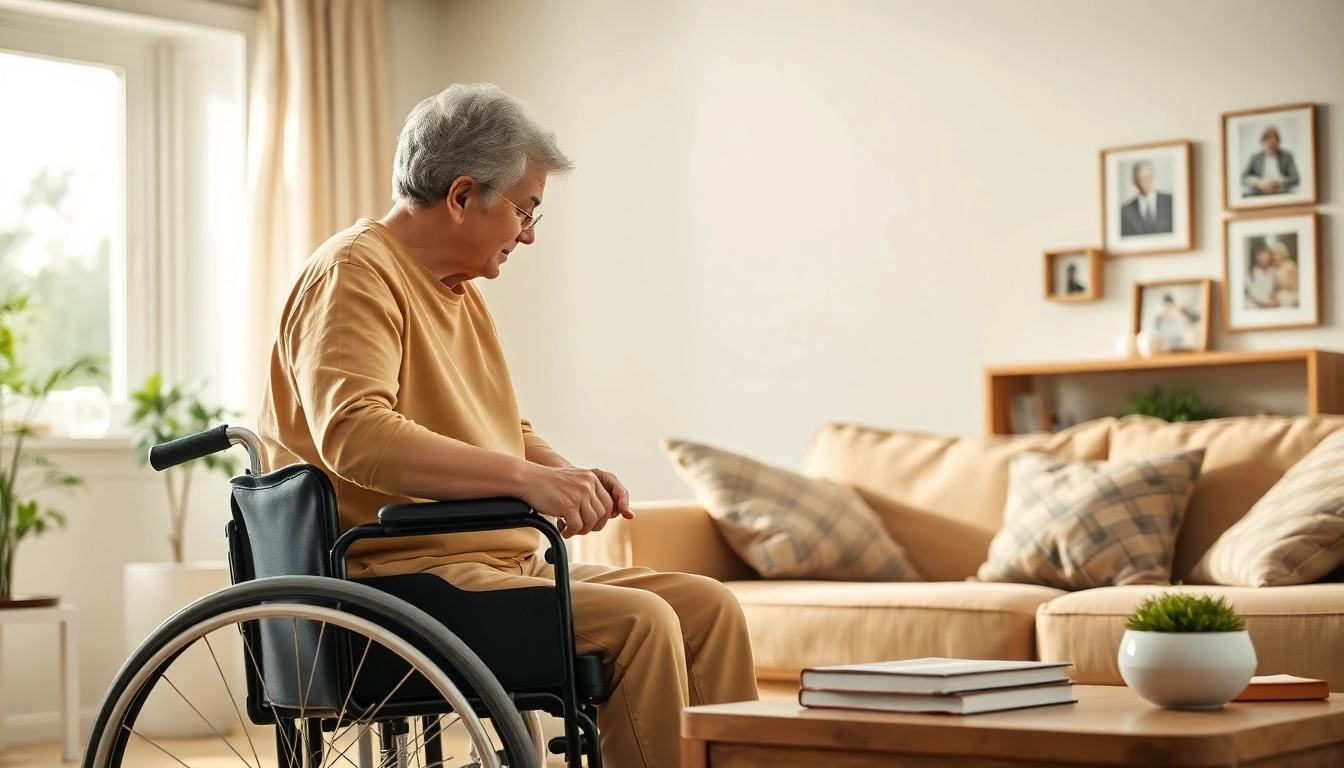 Providing at home health care services near me with compassionate assistance in a warm living room.