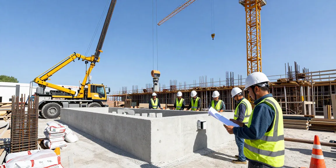 NAGA2000 ensures safety and efficiency at an active concrete construction site with professionals collaborating on a project.