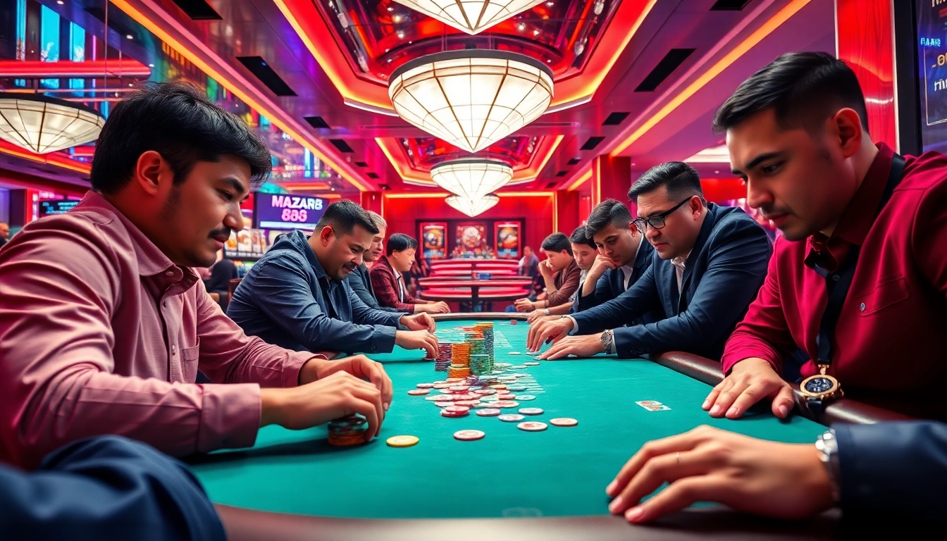 Rasakan keseruan MABAR88 di meja poker dengan pemain bersemangat dan chip Colorful.