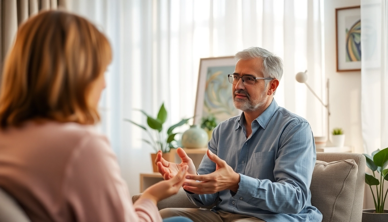 Anxiety symptoms being discussed in a calm therapy session with reassuring atmosphere.