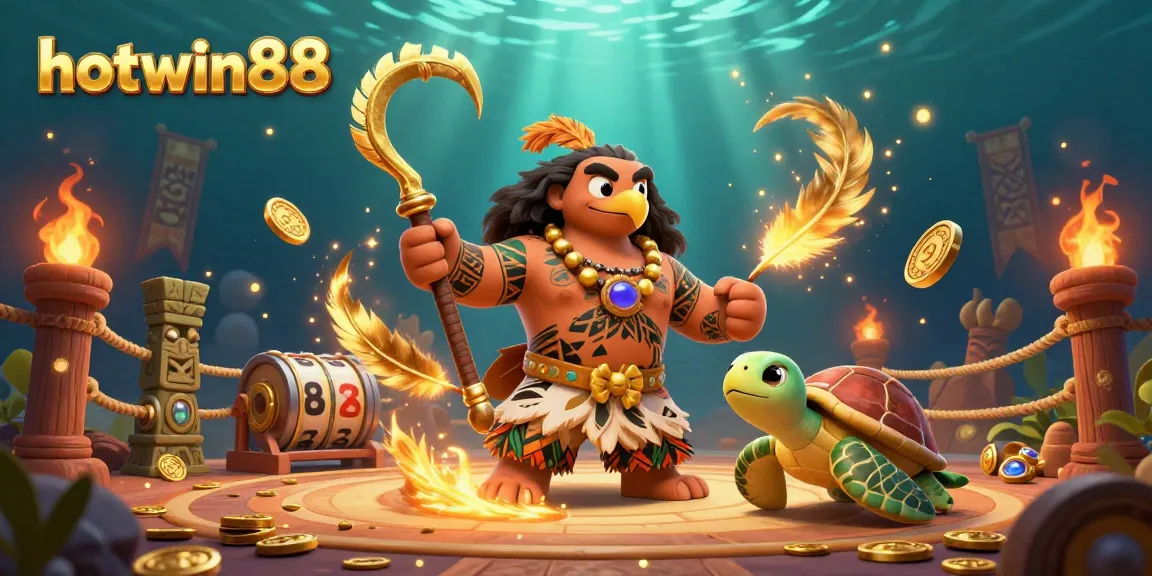 Experience hotwin88 with vibrant slots and golden tokens in an exciting casino scene.