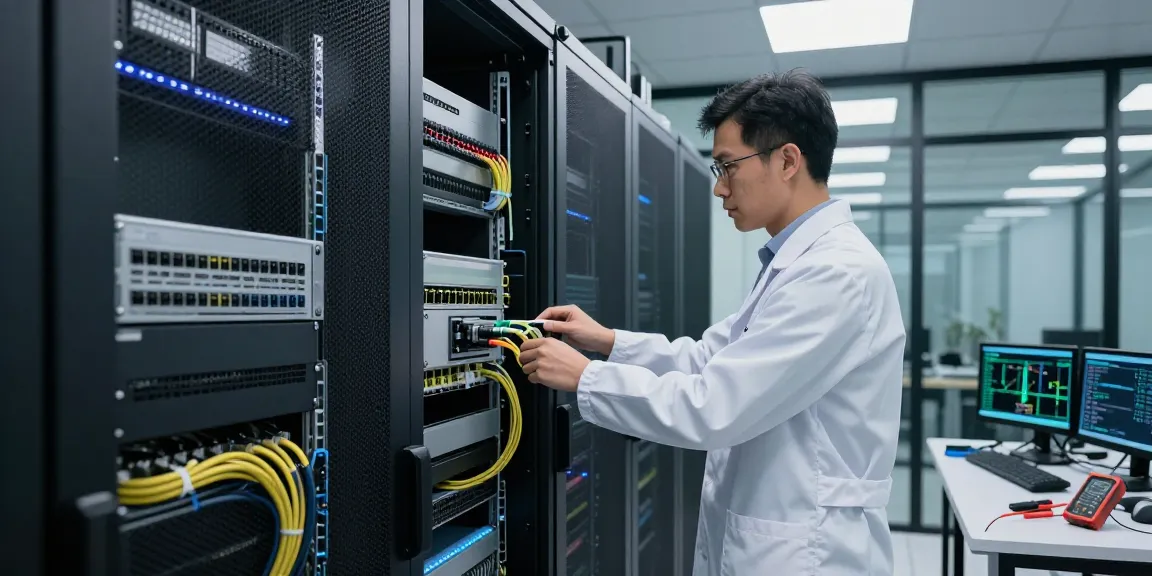 C19/C20 power connector in a professional server room, highlighting high-tech power distribution.