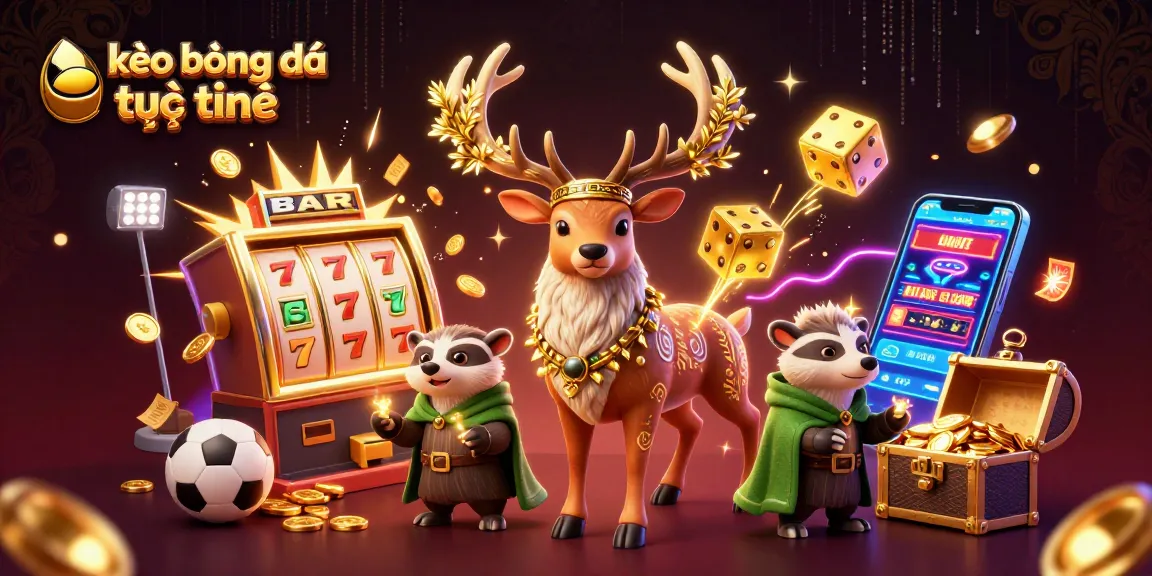 Experience kèo bóng đá trực tuyến with an energetic 3D casino scene blending sports and gaming.