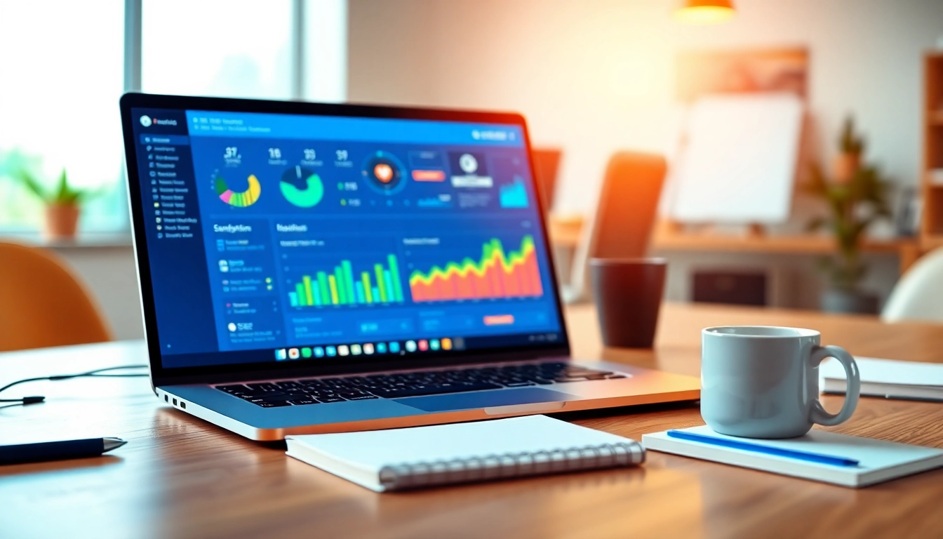 Visualize the best smm panel with a dynamic digital workspace showcasing social media metrics.