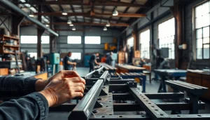 Craftsmen engaging in custom steel fabrication, showcasing quality craftsmanship in a dedicated workshop.