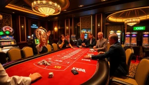 Players strategically placing bets at the XX88 baccarat table in an upscale casino setting.