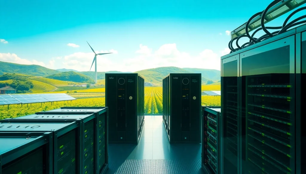 Innovative bitcoin cloud mining facility powered by renewable energy technologies.