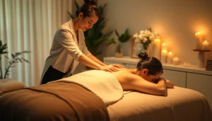 홈타이 서비스를 받고 있는 고객과 마사지사 모습