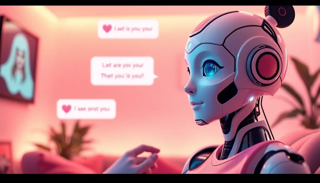 AI sex chat interface featuring a virtual AI character in a cozy digital space.