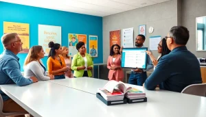 Engaging workshop for Job Help featuring a diverse group learning resume-building techniques.