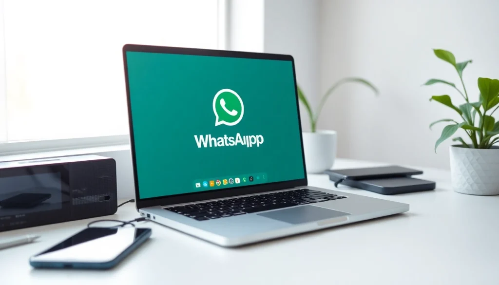 简约工作区中，现代笔记本上的 WhatsApp网页版界面