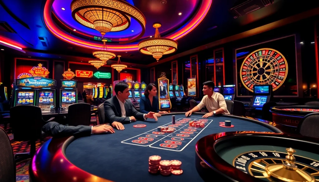 Experience the thrill of 555win com with vibrant poker action and dazzling casino lights.