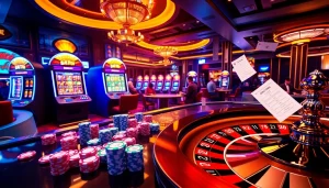 Experience the thrill of winning at situs seven77 with vibrant slot machines and colorful poker chips.