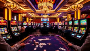 Engaging players at a vibrant slot machine showcasing the excitement of idnslot gameplay.