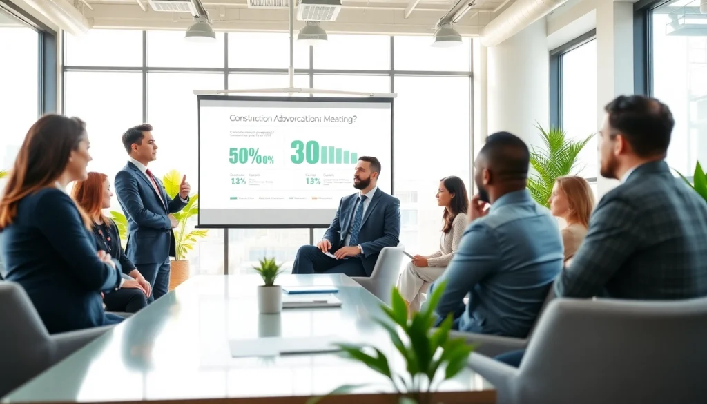 Engaged professionals in construction advocacy carolinas meeting showcasing collaboration and discussion.