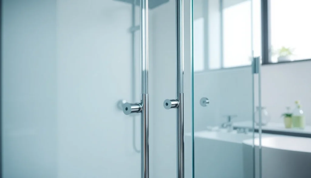 Stylish glass shower doors showcasing modern elegance and clarity in a bright bathroom.