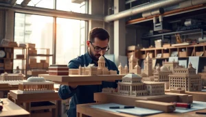 Gestalten Sie architekturmodellbau Mönchengladbach mit präzisen Modellen in einem modernen Arbeitsraum.