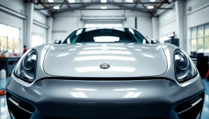 Enhance your vehicle's shine with ceramic coating near me in a professional workshop setting.